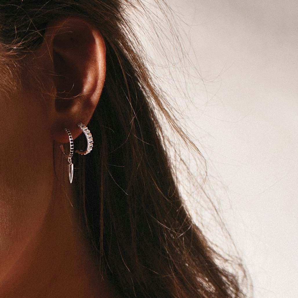 MURKANI Dagger Hoops Black Spinel - Sterling Silver Earrings - Zabecca Living