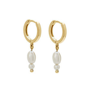 MURKANI Double Pearl Huggies - 18KT Gold Plate Earrings - Zabecca Living
