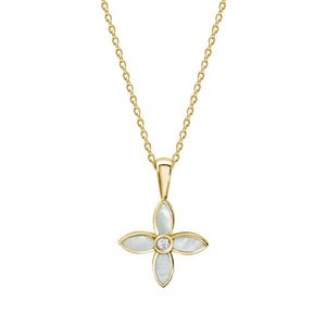 MURKANI Floral Necklace with MOP - 18KT Yellow Gold Plate Necklace - Zabecca Living