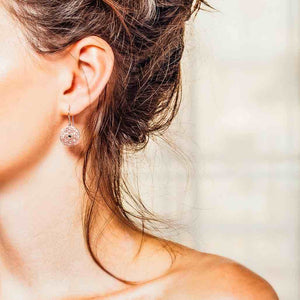 MURKANI Grace Small Disk Earrings Black Spinel Stone - Rose Gold Plate Earrings - Zabecca Living