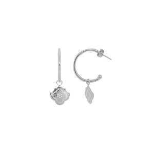 MURKANI Gypsy Goddess Medium Hoop with Flower Pendant - Sterling Silver Earrings - Zabecca Living