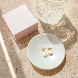MURKANI Halcyon Small Pearl Earrings - 18KT Gold Plate Earrings - Zabecca Living
