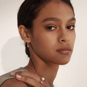 MURKANI Hanging Baguette Green Quartz Huggies - 18KT Gold Plate Earrings - Zabecca Living