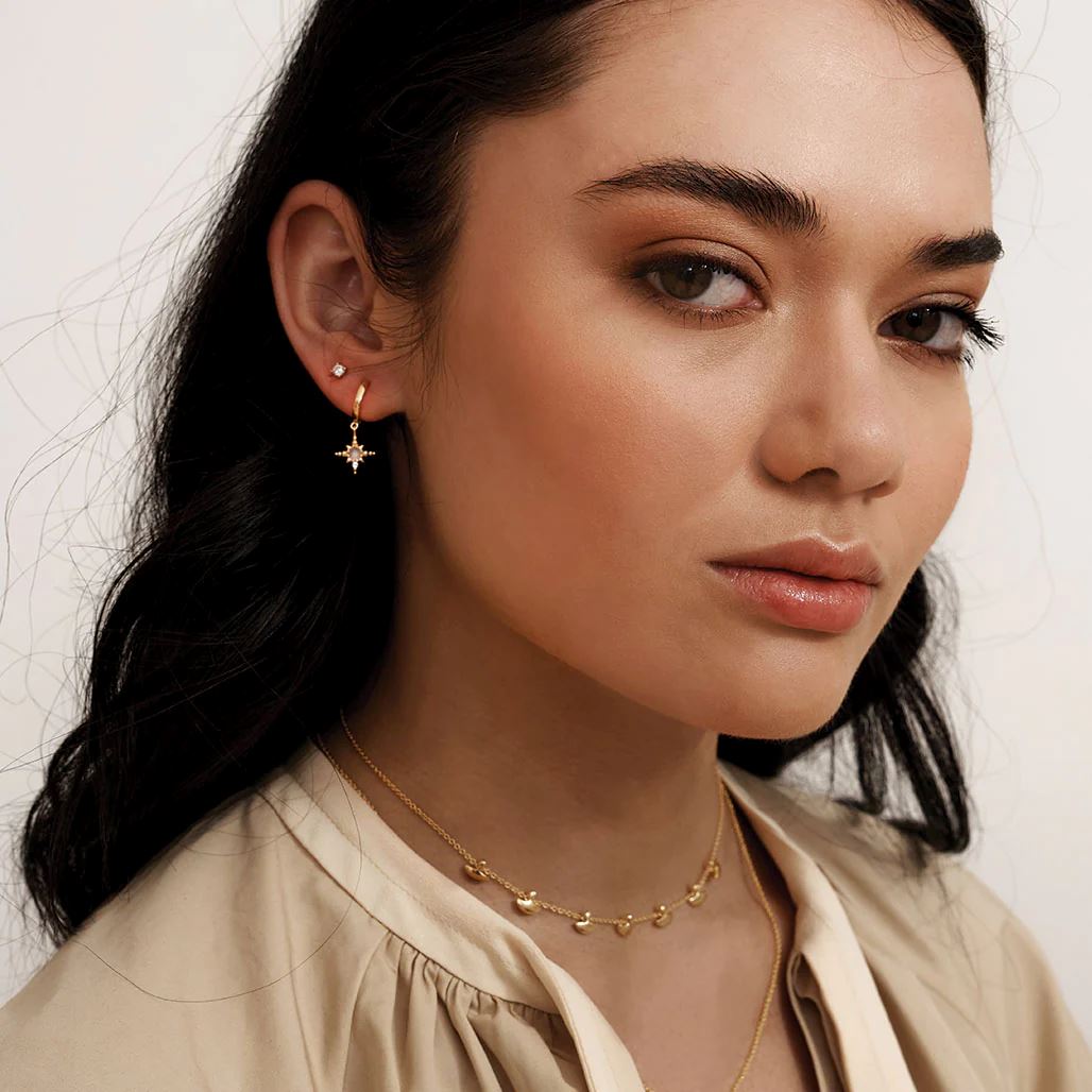 MURKANI Hanging Star Huggies - 18KT Gold Plate Earrings - Zabecca Living