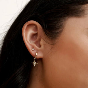 MURKANI Hanging Star Huggies - 18KT Gold Plate Earrings - Zabecca Living