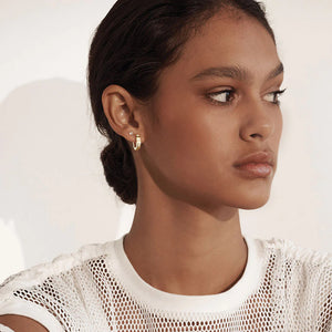 MURKANI Octagonal Huggies White Topaz - 18KT Yellow Gold Plate Earrings - Zabecca Living