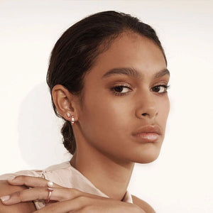 MURKANI Octagonal Huggies White Topaz - Rose Gold Plate Earrings - Zabecca Living