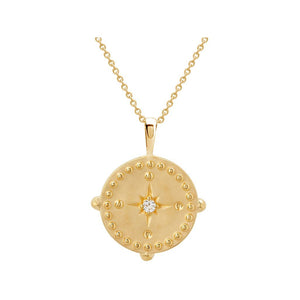 MURKANI Pendant Disc Necklace - 18KT Yellow Gold Plate Necklace - Zabecca Living