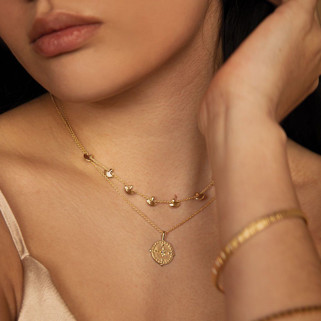 MURKANI Pendant Disc Necklace - 18KT Yellow Gold Plate Necklace - Zabecca Living