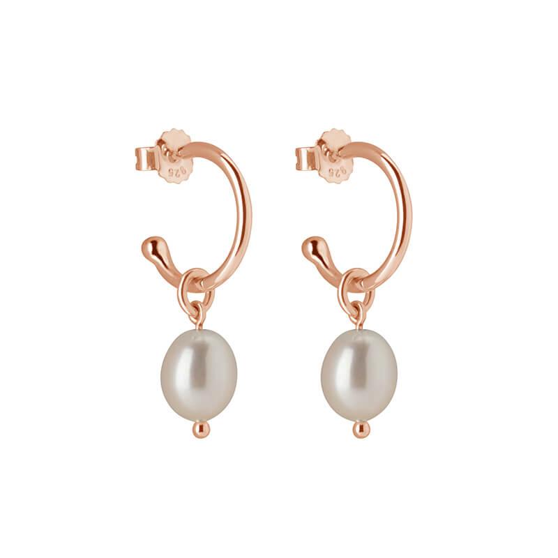 MURKANI Petite Small Hoop Earrings with Pearl drop - Rose Gold Plate Earrings - Zabecca Living