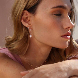 MURKANI Petite Small Hoop Earrings with Pearl drop - Rose Gold Plate Earrings - Zabecca Living