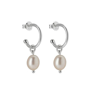 MURKANI Petite Small Hoop Earrings with Pearl drop - Sterling Silver Earrings - Zabecca Living