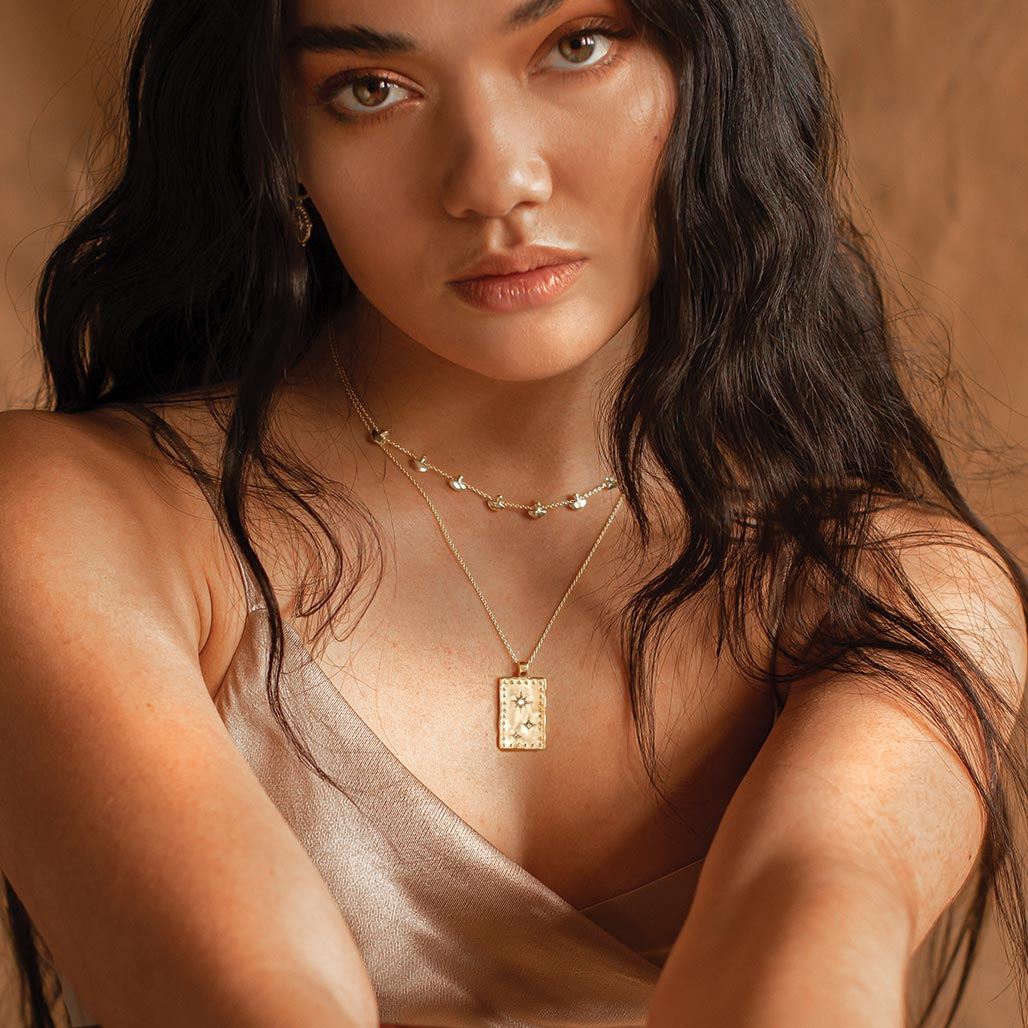 MURKANI Rectangle Necklace - 18KT Yellow Gold Necklace - Zabecca Living