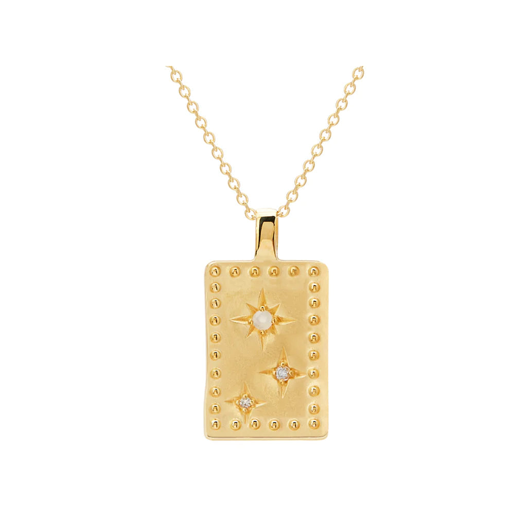 MURKANI Rectangle Necklace - 18kt Yellow Gold Plate Necklace - Zabecca Living