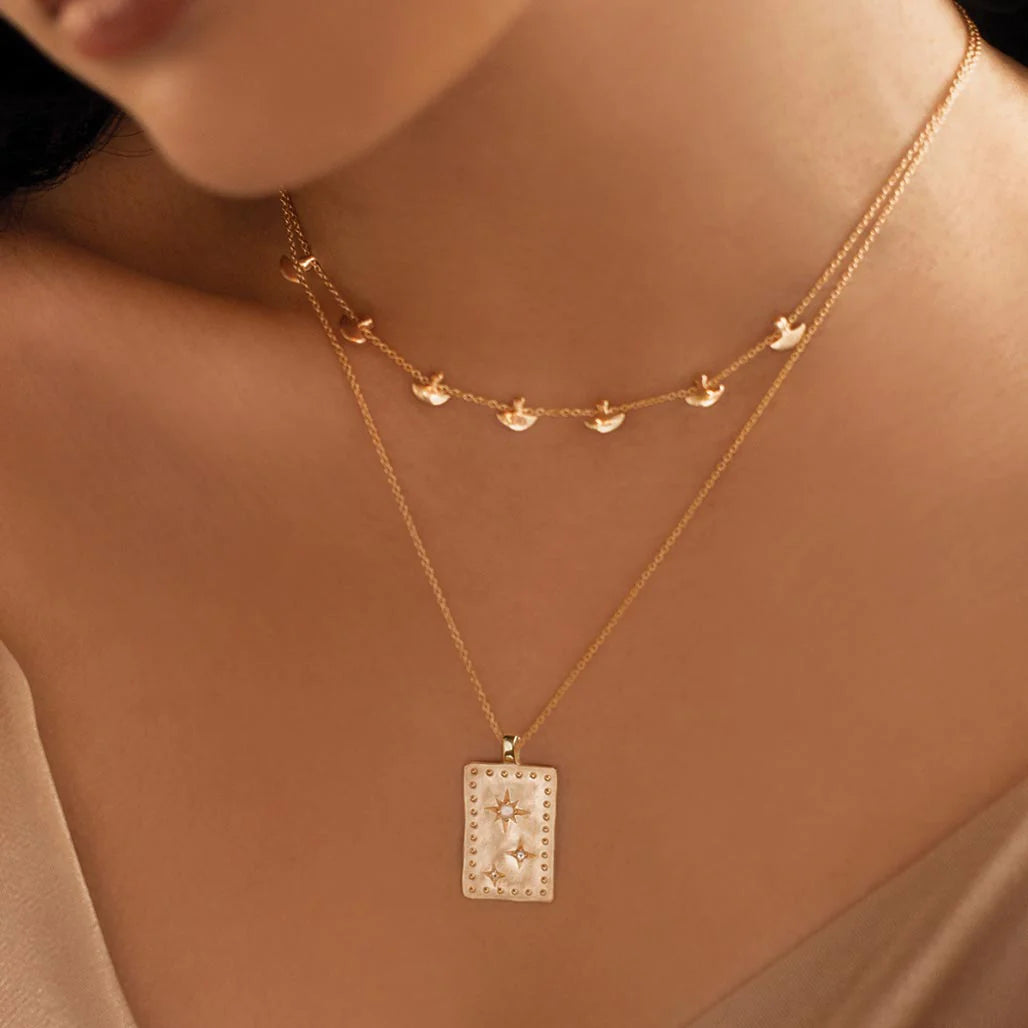 MURKANI Rectangle Necklace - 18kt Yellow Gold Plate Necklace - Zabecca Living