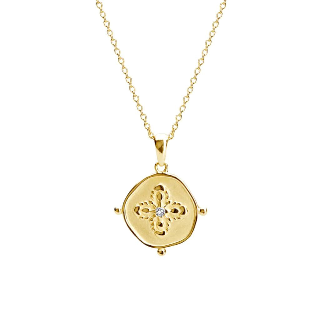MURKANI Sahara Medallion Necklace - 18KT Gold Plate Necklace - Zabecca Living