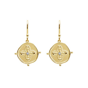 MURKANI Sahara Small Earrings with White Topaz Stone - 18KT Yellow Gold Plate Earrings - Zabecca Living