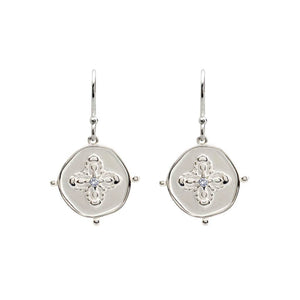 MURKANI Sahara Small Earrings with White Topaz Stone - Sterling Silver Earrings - Zabecca Living