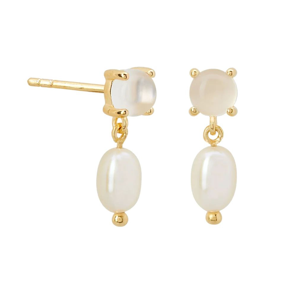 MURKANI Small Pearl Earrings - 18KT Gold Plate Earrings - Zabecca Living