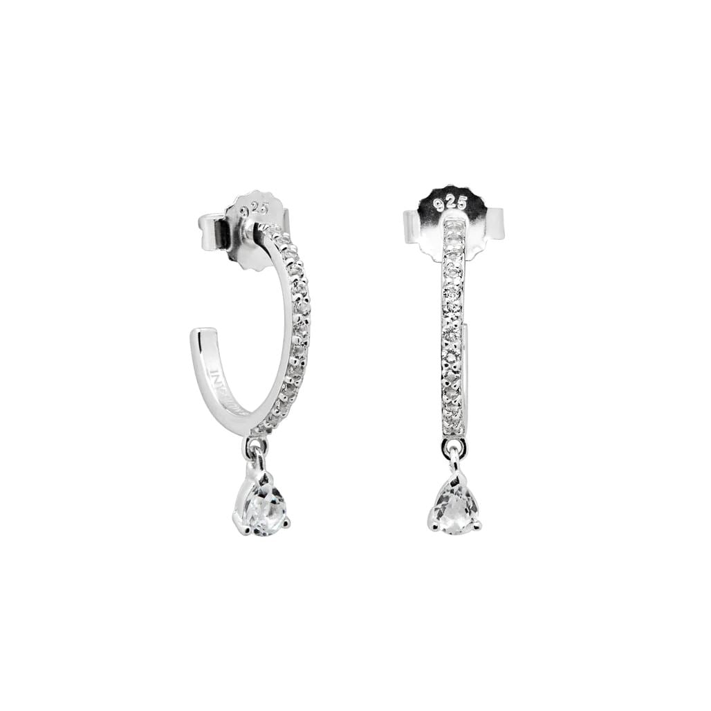 MURKANI Tear Drop Hoops White Topaz - Sterling Silver Earrings - Zabecca Living