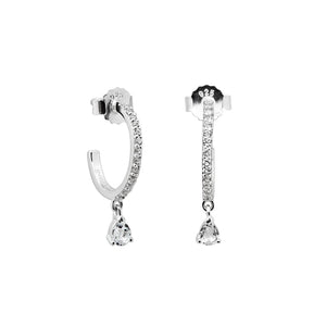 MURKANI Tear Drop Hoops White Topaz - Sterling Silver Earrings - Zabecca Living