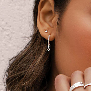 MURKANI Tear Drop Hoops White Topaz - Sterling Silver Earrings - Zabecca Living