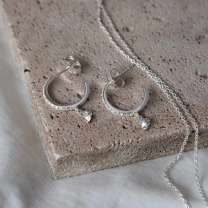 MURKANI Tear Drop Hoops White Topaz - Sterling Silver Earrings - Zabecca Living
