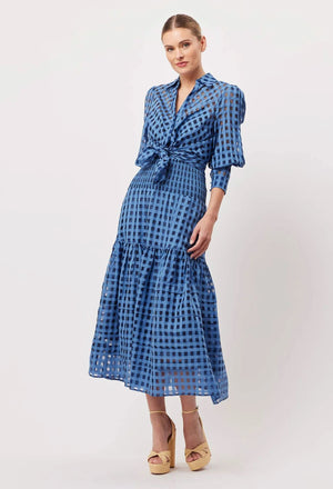 ONCE WAS Antigua Cotton Silk Self Check Shirt - Laguna Shirts & Blouses - Zabecca Living