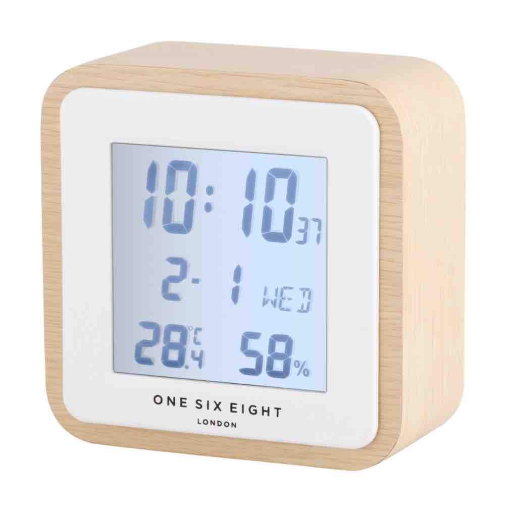 ONE SIX EIGHT LONDON Digital Square Wooden Alarm Clock CLOCK - Zabecca Living