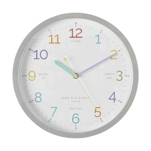 ONE SIX EIGHT LONDON Learn the Time Clock - 30cm Grey CLOCK - Zabecca Living