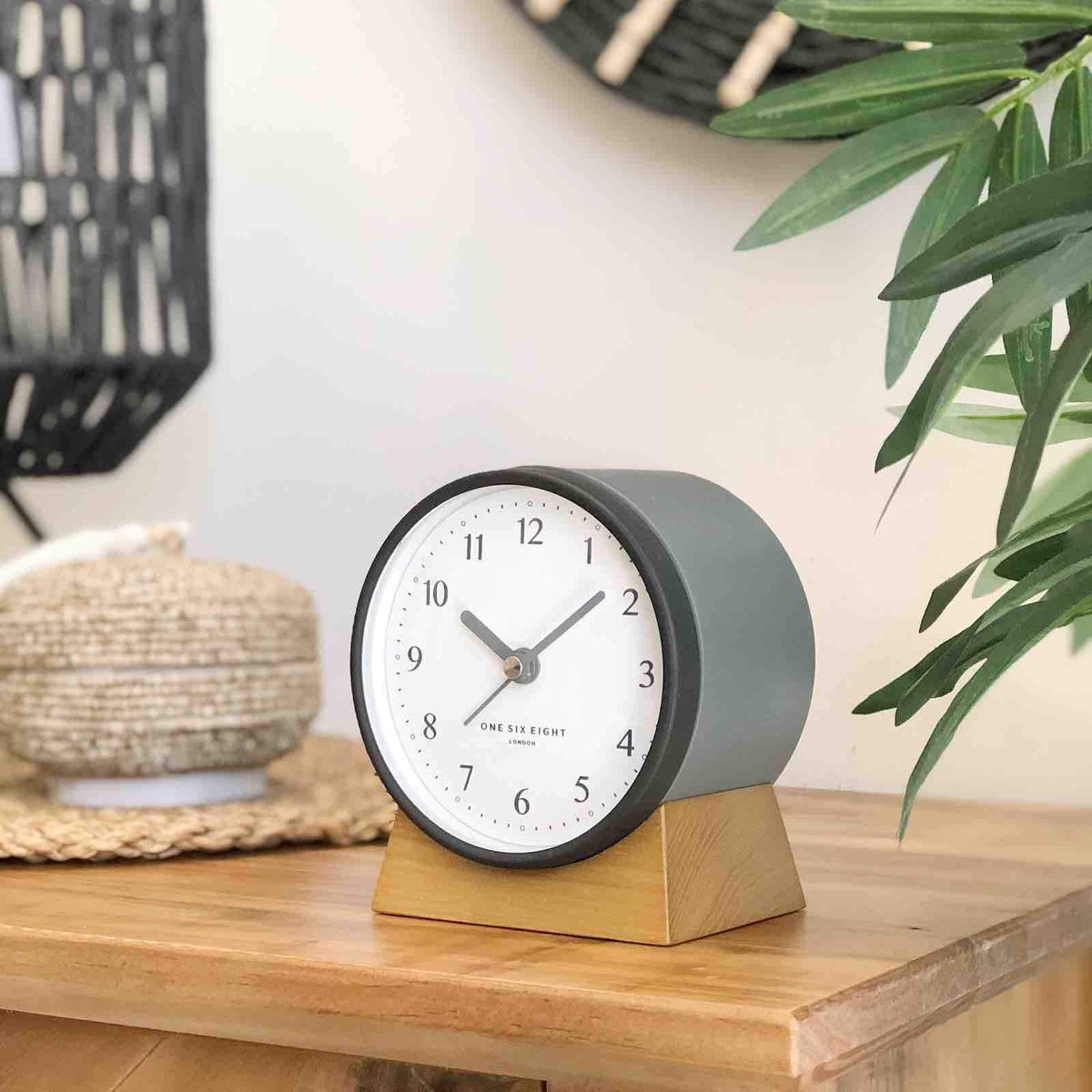 ONE SIX EIGHT LONDON Nina Silent Alarm Clock - Charcoal Grey CLOCK - Zabecca Living