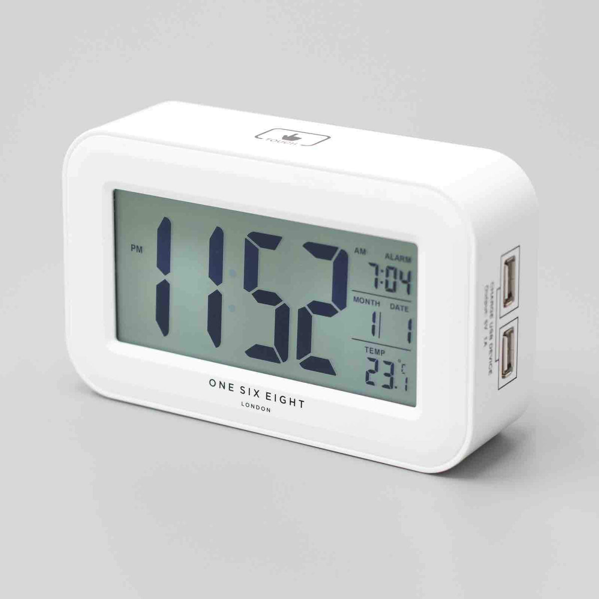 ONE SIX EIGHT LONDON Rielly Digital Rectangle Alarm Clock - White CLOCK - Zabecca Living