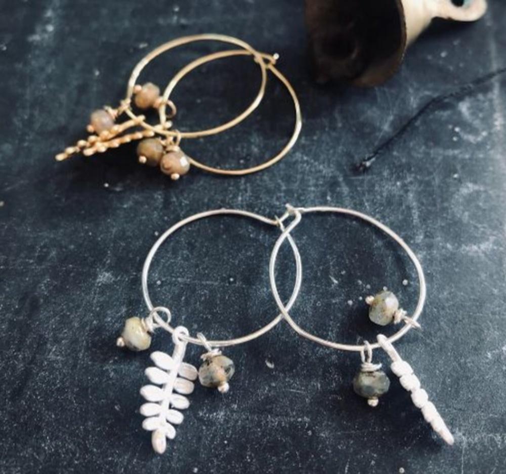 PAIRD Fern Leaf Fan Hoops Earrings - Zabecca Living