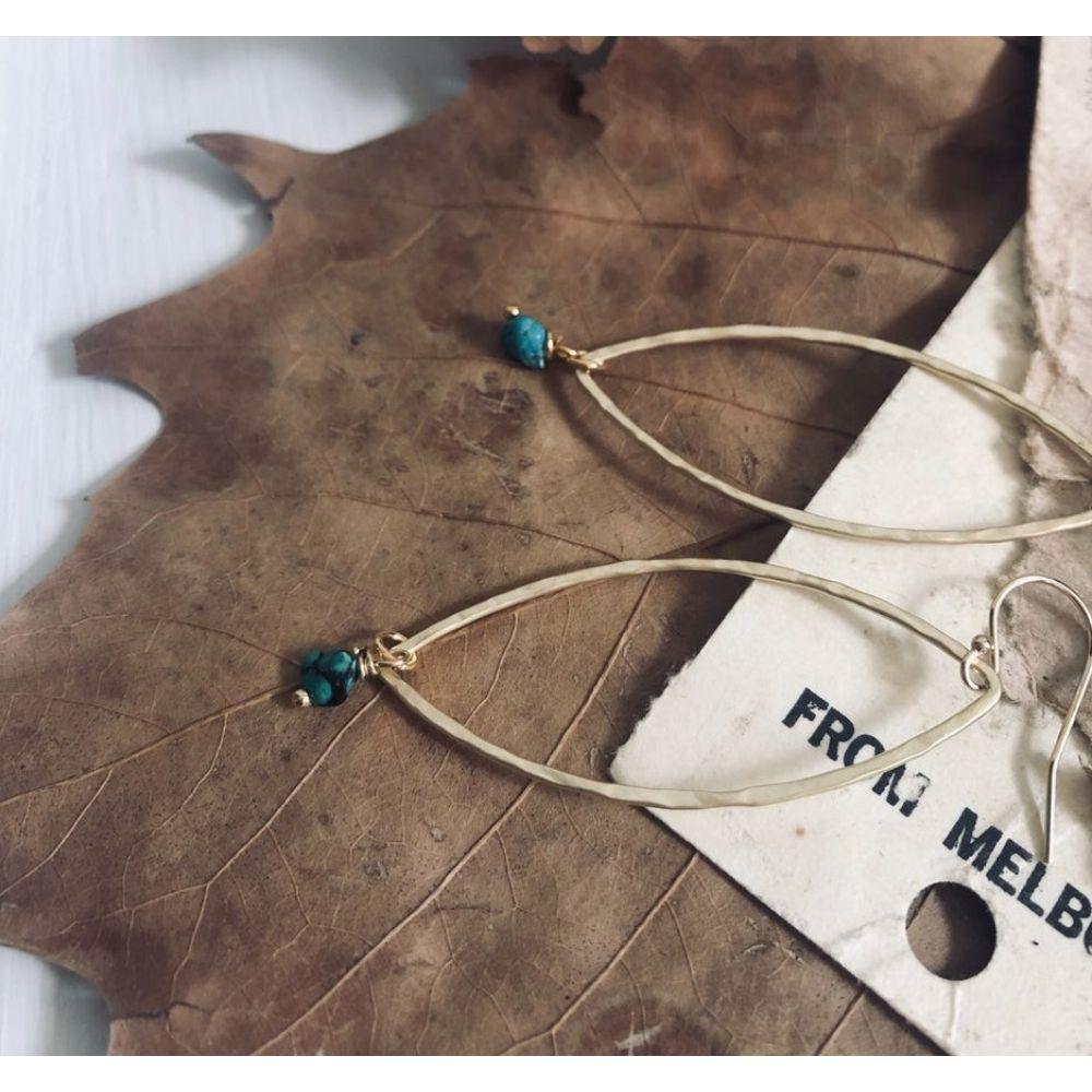 PAIRD Golden Turquoise Tear Earrings Earrings - Zabecca Living
