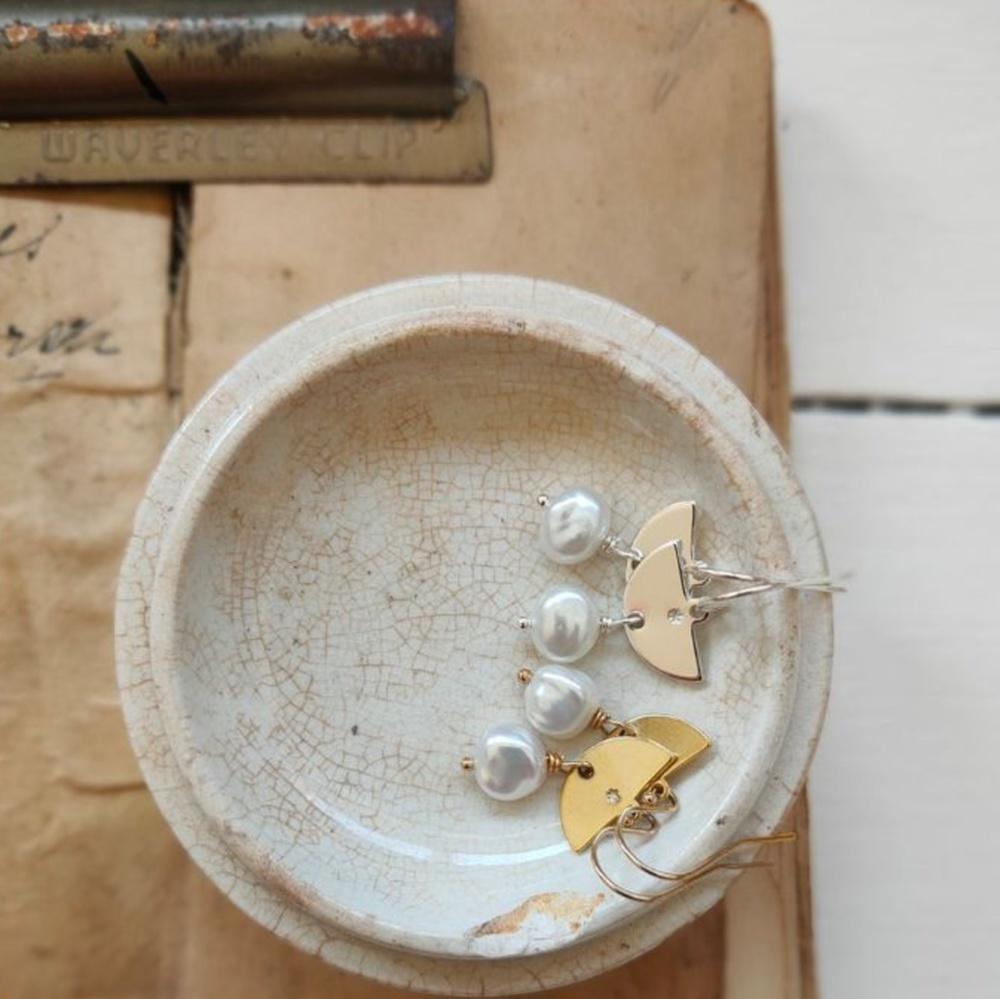 PAIRD Half Moon & Pearl Earrings Earrings - Zabecca Living