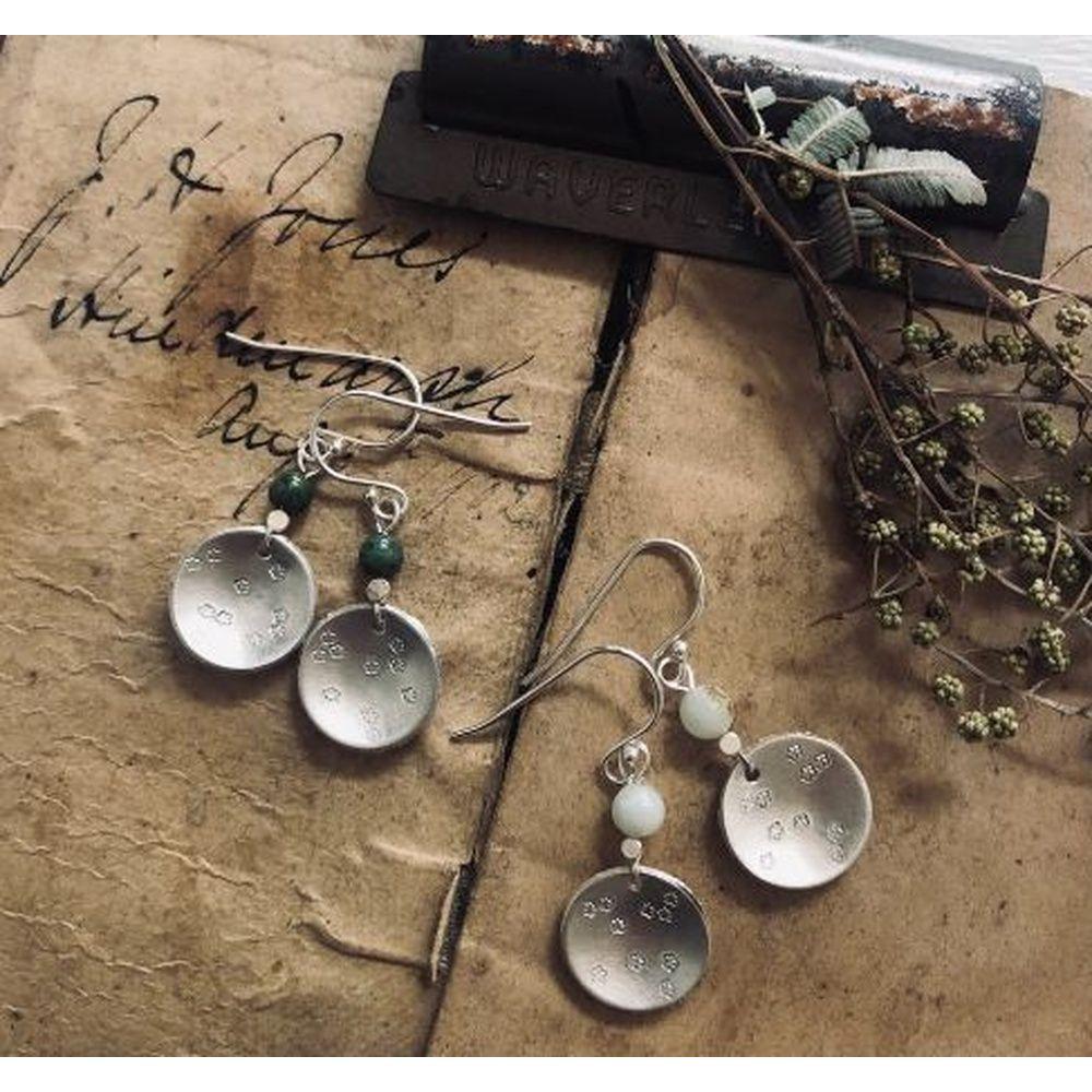 PAIRD Seafoam Bead Stamped Earrings Earrings - Zabecca Living