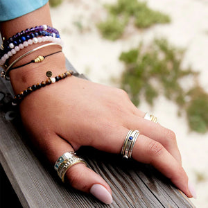 PALAS Creativity Lapis Lazuli Meditation Spinning Ring - Silver Large Ring - Zabecca Living