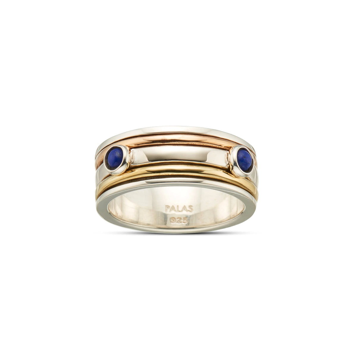 PALAS Creativity Lapis Lazuli Meditation Spinning Ring - Silver Large Ring - Zabecca Living