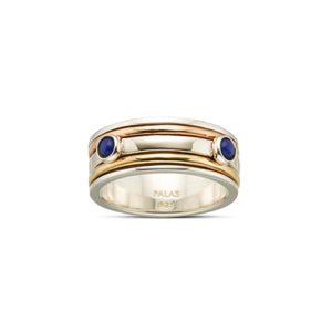 PALAS Creativity Lapis Lazuli Meditation Spinning Ring - Silver Large Ring - Zabecca Living