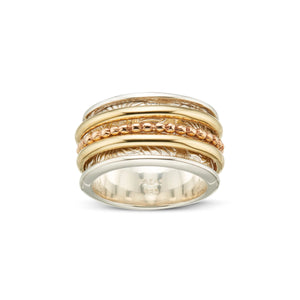 PALAS Gratitude Meditation Spinning Ring - Silver Large Ring - Zabecca Living