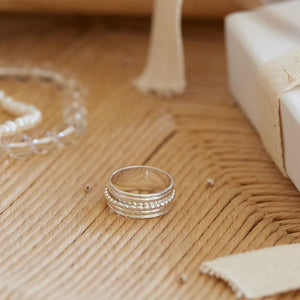 PALAS Intentions Meditation Spinning Ring - Silver Medium Ring - Zabecca Living
