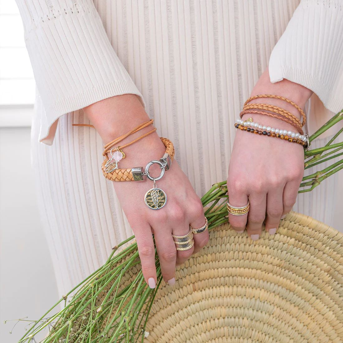 PALAS Rose Quartz Protection Gem Wrap BRACELET - Zabecca Living