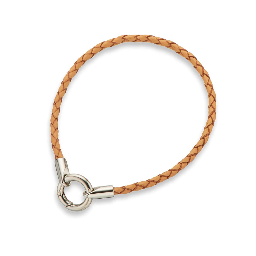 PALAS Round Plaited Fine Leather Bracelet - Natural BRACELET - Zabecca Living