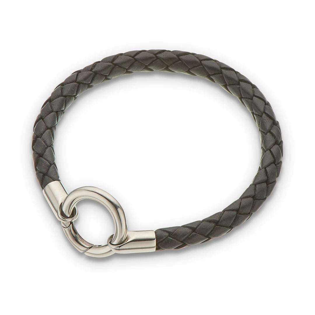 PALAS Round Thick Plaited Leather Bracelet - Black BRACELET - Zabecca Living