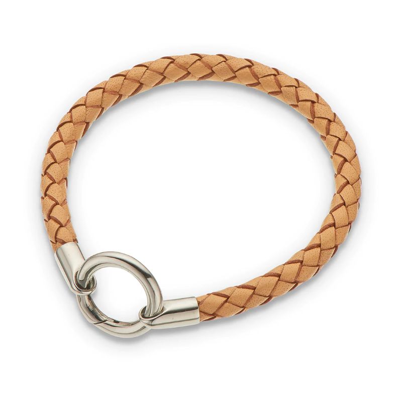 PALAS Round Thick Plaited Leather Braclet - Natural BRACELET - Zabecca Living