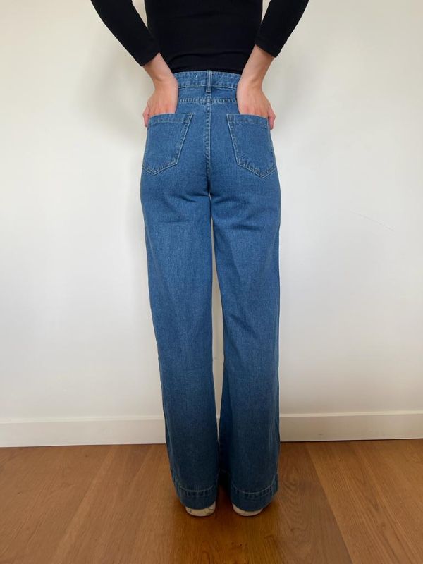PAPER HEART Flare Denim Jeans - Mid Blue JEANS - Zabecca Living
