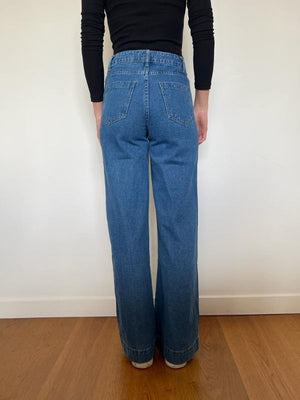 PAPER HEART Flare Denim Jeans - Mid Blue JEANS - Zabecca Living
