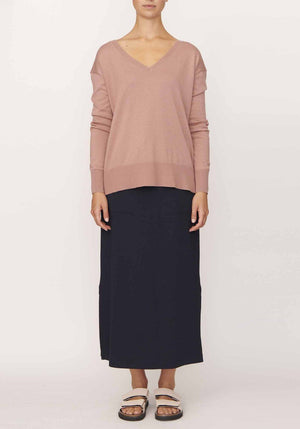 POL Strand V Neck Knit - Rose Jumpers + Knitwear - Zabecca Living