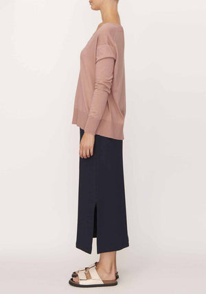 POL Strand V Neck Knit - Rose Jumpers + Knitwear - Zabecca Living