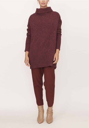 POL Transfer Funnel Neck Knit - Plum Jumpers + Knitwear - Zabecca Living